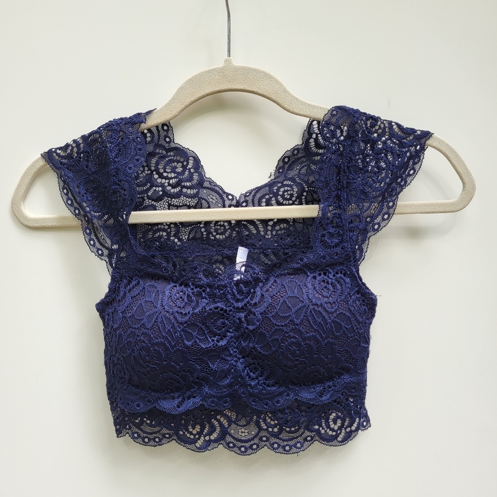 ITZON blue lace crop top size small - Picture 1 of 6